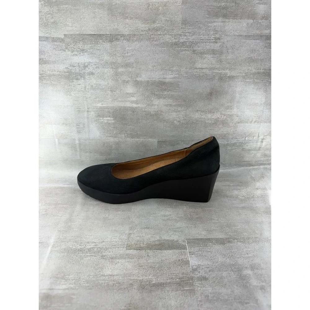 Vionic Sereno Women Black Wedge Pumps Round Toe Orthotic Comfort Shoes Size 8.5